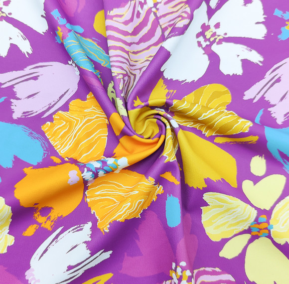 Custom 4 Way Stretch Breathable Plain Printed Recycled Polyester Spandex Fabric for Swimwear Sportswear Lingerie