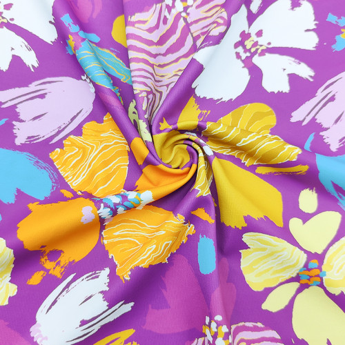 Custom 4 Way Stretch Breathable Plain Printed Recycled Polyester Spandex Fabric for Swimwear Sportswear Lingerie