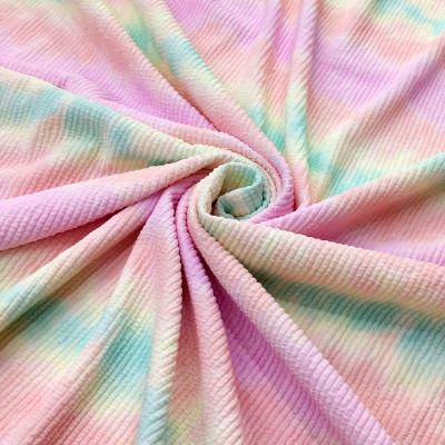 Tie Dyed Printed 4 Way Stretch Knitted Polyamide Elastane Seersucker Pleated Crinkle Fabric Swimwear Sportswear Quick Dry