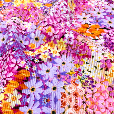 Floral Designers High Stretch Nylon Rib Textured Knit 4 Way Stretch Spandex Custom Printing Fabric for Sportswear Dress Swimwear Fabrics