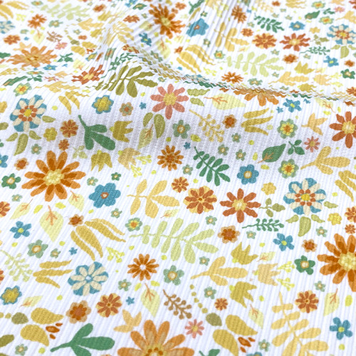 Floral Designers High Stretch Nylon Rib Textured Knit 4 Way Stretch Spandex Custom Printing Fabric for Sportswear Dress Swimwear Fabrics