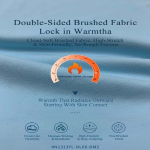 N1313YL-NL66-DM2 Tissu Nylon 66 brossé double face | 250 g/m² Tissu textile extensible et ultra-doux pour le yoga et le sport
