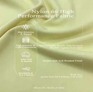 N1313YL-NL66-LK-DM2 Nylon 66 LYCRA® Tissu brossé ultra-doux | Tissu extensible 4 directions 240 g/m² pour vêtements de sport, idéal pour le yoga et le tennis