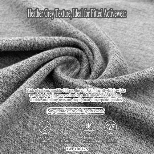 WPYD0475 90% Cationic Polyester 10% Elastane Fabric | Soft Cotton-Like Moisture Wicking Activewear Fabric