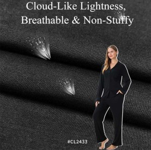 47 % lyocell, 46 % coton, 7 % élasthanne. Tissu doux et extensible pour t-shirts et pyjamas.