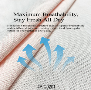 PIQ0201 210gsm 100% Cotton Pique Fabric 180cm Breathable Polo Shirt Textile