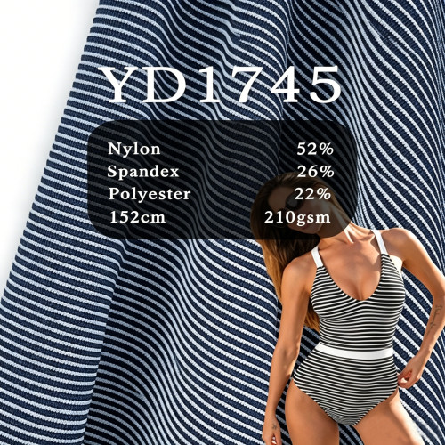 YD1745 Striped Nylon Spandex Polyester Stretch Knit Fabric For Women Bikini One Piece Swimsuit 210gsm