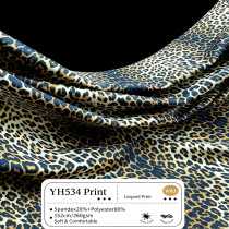 YH534 Leopard Print Stretch Fabric, Soft Shaping Polyester Spandex Material for Swimwear & Apparel