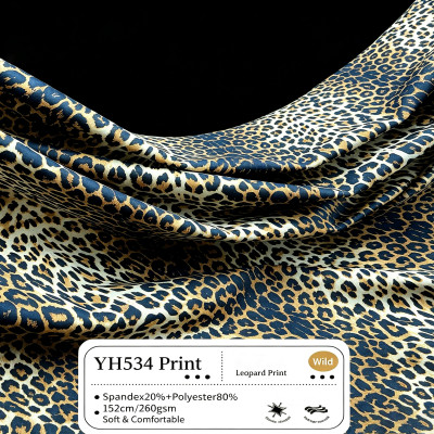 YH534 Leopard Print Stretch Fabric, Soft Shaping Polyester Spandex Material for Swimwear & Apparel