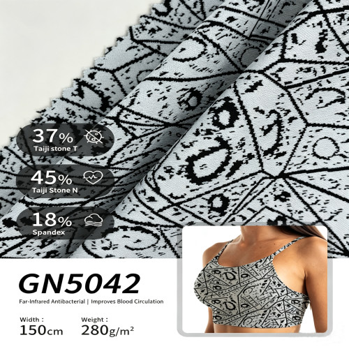 GN5042 Printed Taiji Stone Functional Fabric, Far-Infrared Antibacterial Spandex for Yoga Sports Bras