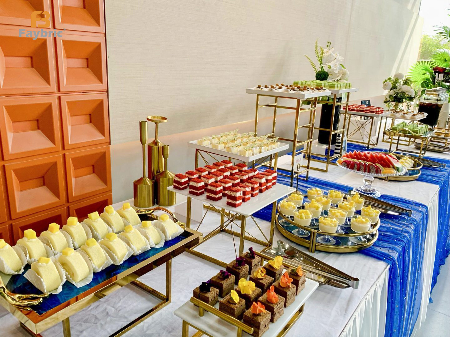 Delicate dessert buffet prepared for Faybric Jdttex office relocation celebration