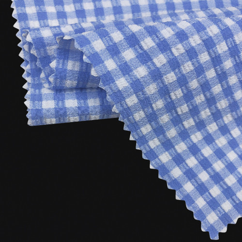 GRS Recycled Polyamide Polyester Jacquard Check Knit Fabric 160gsm for Women Casual Wear