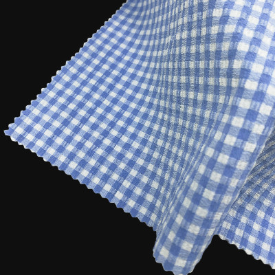 GRS Recycled Polyamide Polyester Jacquard Check Knit Fabric 160gsm for Women Casual Wear
