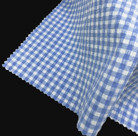 GRS Recycled Polyamide Polyester Jacquard Check Knit Fabric 160gsm for Women Casual Wear