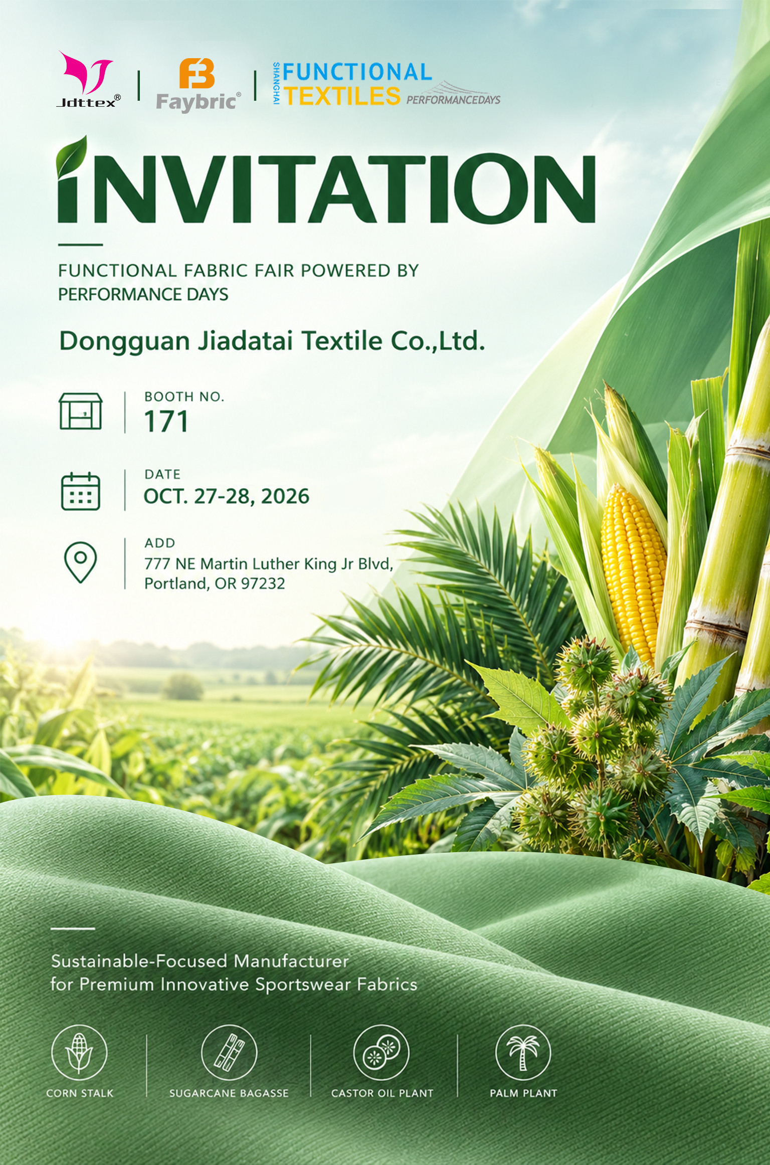 Meet Jiadatai Textile at Functional Fabric Fair 2026 in Portland, Booth 171