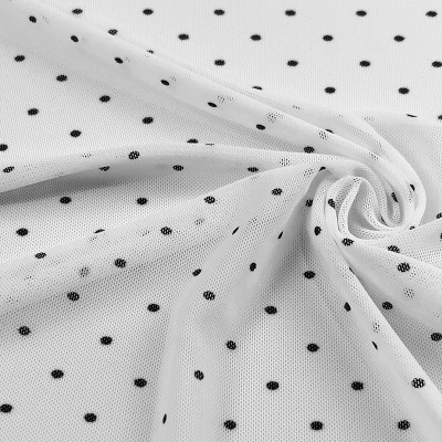 Polka-dot Printed Nylon Spandex Mesh Fabric, 80gsm 160cm (63")  Breathable Stretch Mesh for Lingerie & Sportswear