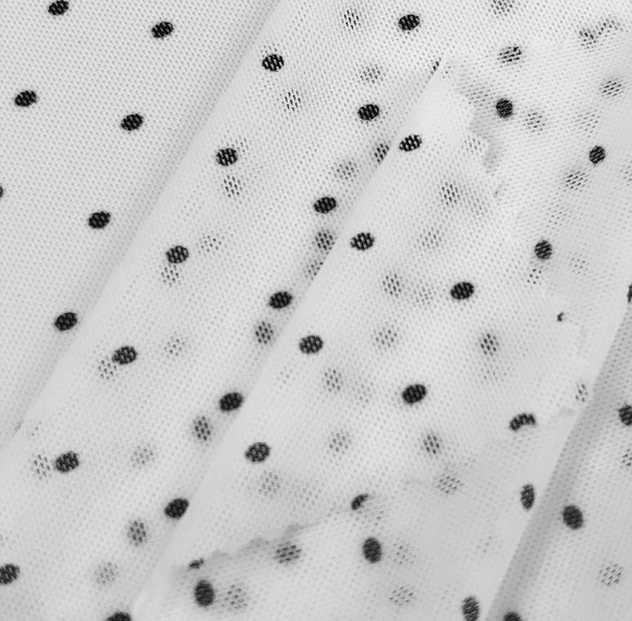 Polka-dot Printed Nylon Spandex Mesh Fabric, 80gsm 160cm (63")  Breathable Stretch Mesh for Lingerie & Sportswear