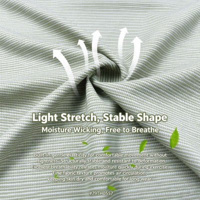 Rib Stripe Texture Stretch Sports Knit Fabric 79TH0557 Nylon Polyester Elastane Moisture-Wicking Activewear Fabric For T-Shirt Polo & Tank Top