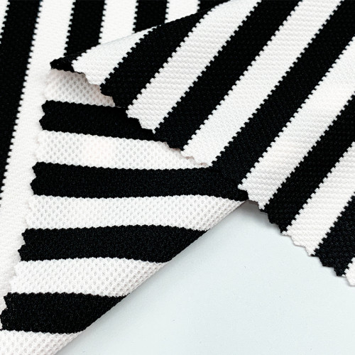 Yarn-Dyed Black White Stripe Swimwear Fabric TH1870  Bubble Pique Jacquard 4-Way Stretch Polyester Spandex Fabric For Bikini & One-Piece Swimsuit