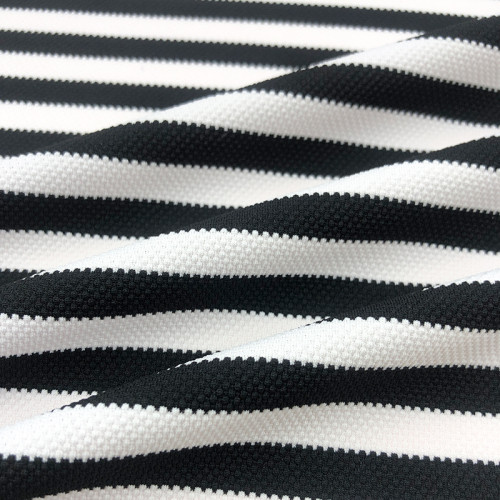 Yarn-Dyed Black White Stripe Swimwear Fabric TH1870  Bubble Pique Jacquard 4-Way Stretch Polyester Spandex Fabric For Bikini & One-Piece Swimsuit
