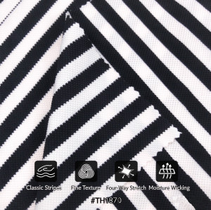 Yarn-Dyed Black White Stripe Swimwear Fabric TH1870 Bubble Pique Jacquard 4-Way Stretch Polyester Spandex Fabric For Bikini & One-Piece Swimsuit