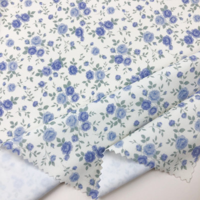 Ditsy Blue Rose Floral Print Nylon Spandex Fabric YF205 4-Way Stretch Matte Swimwear & Activewear Knit Fabric