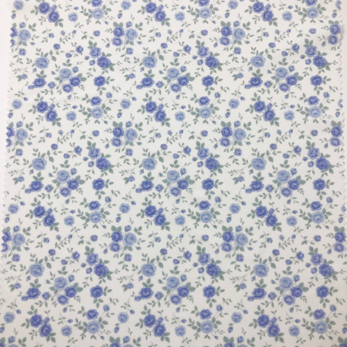 Ditsy Blue Rose Floral Print Nylon Spandex Fabric YF205 4-Way Stretch Matte Swimwear & Activewear Knit Fabric