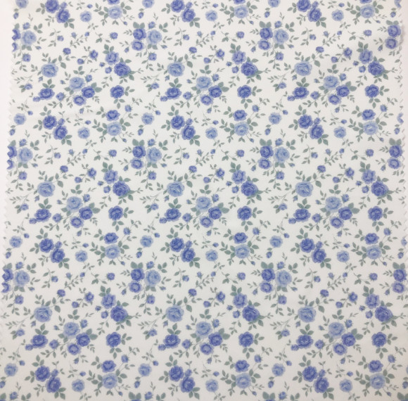 Ditsy Blue Rose Floral Print Nylon Spandex Fabric YF205 4-Way Stretch Matte Swimwear & Activewear Knit Fabric