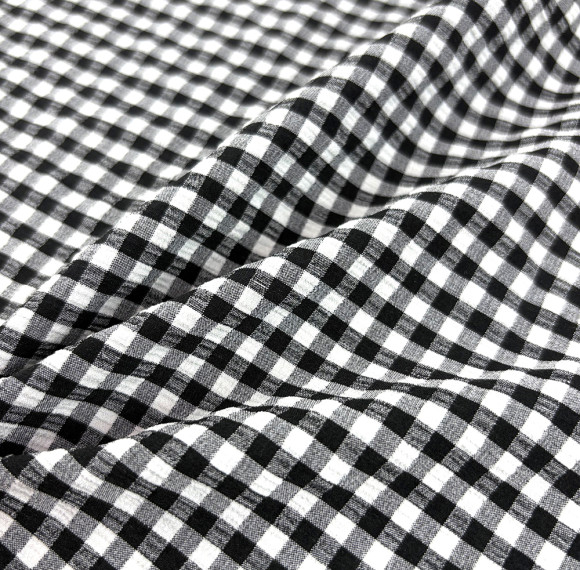 Classic Black White Gingham Swimwear Fabric Quick Dry Nylon Spandex 4 Way Stretch Swimsuit Fabric For Bikini Board Shorts & Surf Wear