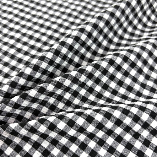 Classic Black White Gingham Swimwear Fabric Quick Dry Nylon Spandex 4 Way Stretch Swimsuit Fabric For Bikini Board Shorts & Surf Wear