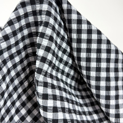 Classic Black White Gingham Swimwear Fabric Quick Dry Nylon Spandex 4 Way Stretch Swimsuit Fabric For Bikini Board Shorts & Surf Wear