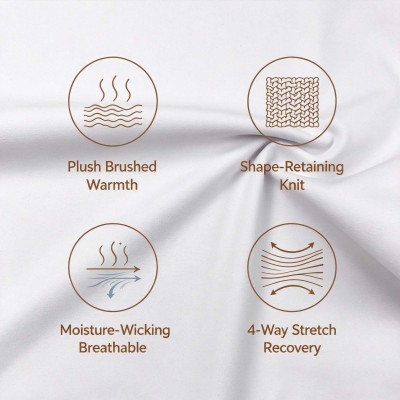 Brushed Polyester Spandex Fabric #79TS0569-ZM-1 4-Way Stretch Fleece-Backed Winter Activewear Fabric For Yoga Jackets Sports Tights & Running Base Layers