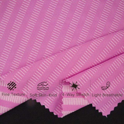 OEKO‑TEX Certified Striped Texture Jacquard Fabric #TH16018 4-Way Stretch Knit Fabric For Swimwear