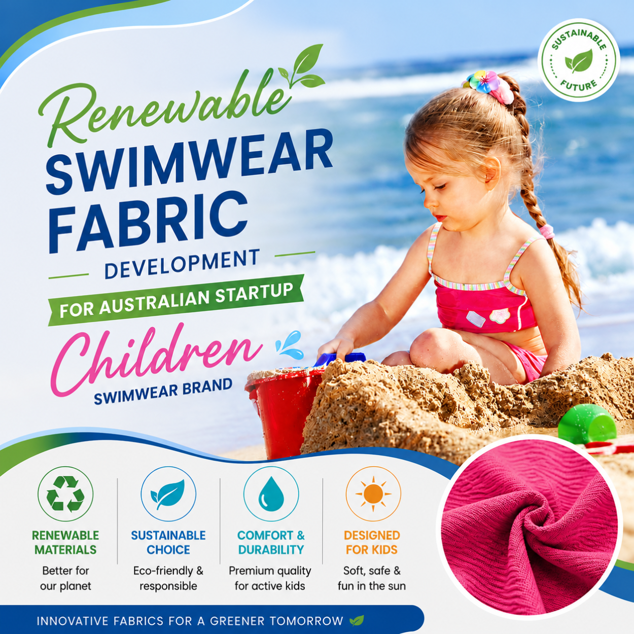 Selection of Textured Recycled Nylon Fabric for Australian Kids Swimwear Brand & Sample Order Confirmation