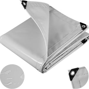 650gsm Grey PVC Cover Tarpaulin Industrial Tarpaulin Waterproof Protective Cover, 3x4m, Light grey