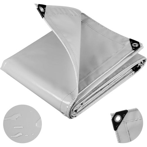 650gsm Grey PVC Cover Tarpaulin Industrial Tarpaulin Waterproof Protective Cover, 3x4m, Light grey