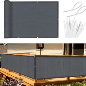 0.9*6m Wind Protection And UV Protection Balcony Privacy Screen With Eyelets And Cable