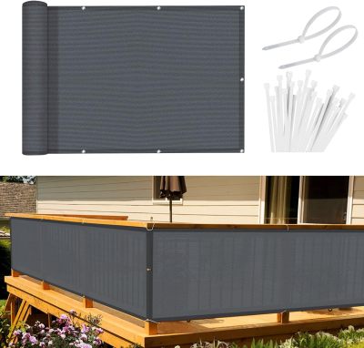 0.9*6m Wind Protection And UV Protection Balcony Privacy Screen With Eyelets And Cable