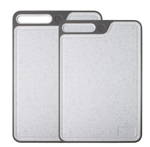 Kitchen Faux Marble Plastic Cutting Board With Garlic Grinder, Built-In Anti-Splash Groove, Non-Slip Design