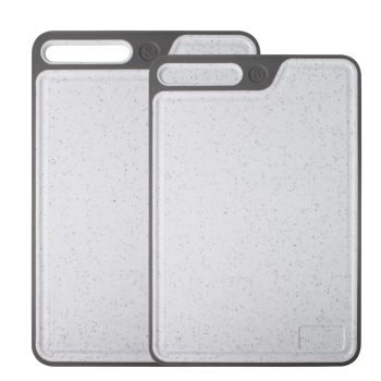 Kitchen Faux Marble Plastic Cutting Board With Garlic Grinder, Built-In Anti-Splash Groove, Non-Slip Design