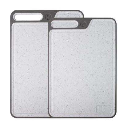 Kitchen Faux Marble Plastic Cutting Board |  10" X 15" with Garlic Grinder, Built-in Anti-Splash Groove, Non-Slip Design, Scale