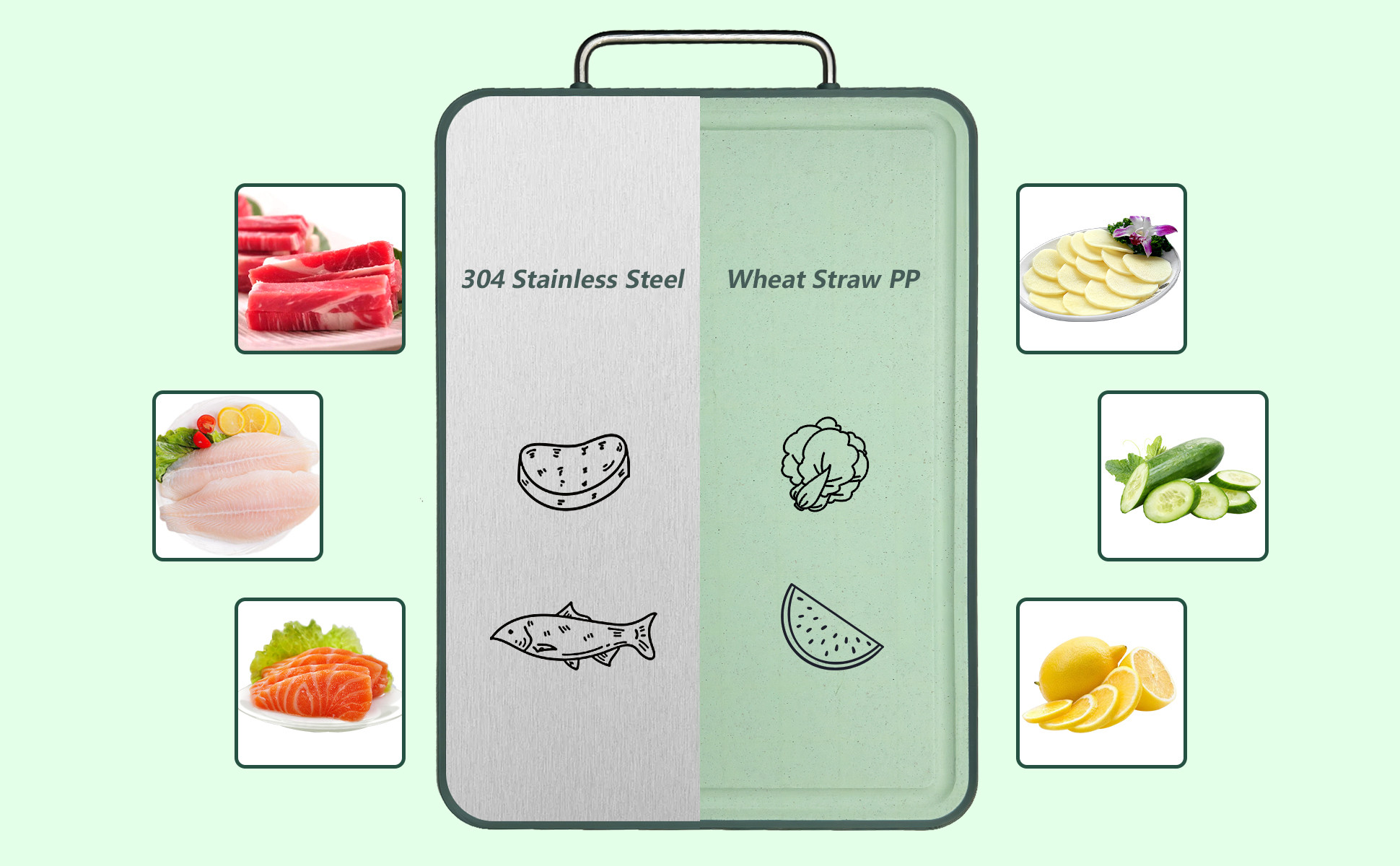 Custom Stainless Steel Plastic Cutting Boards