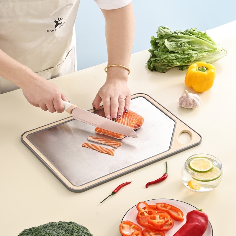 Double-Sided Stainless Steel Plastic Cutting Board