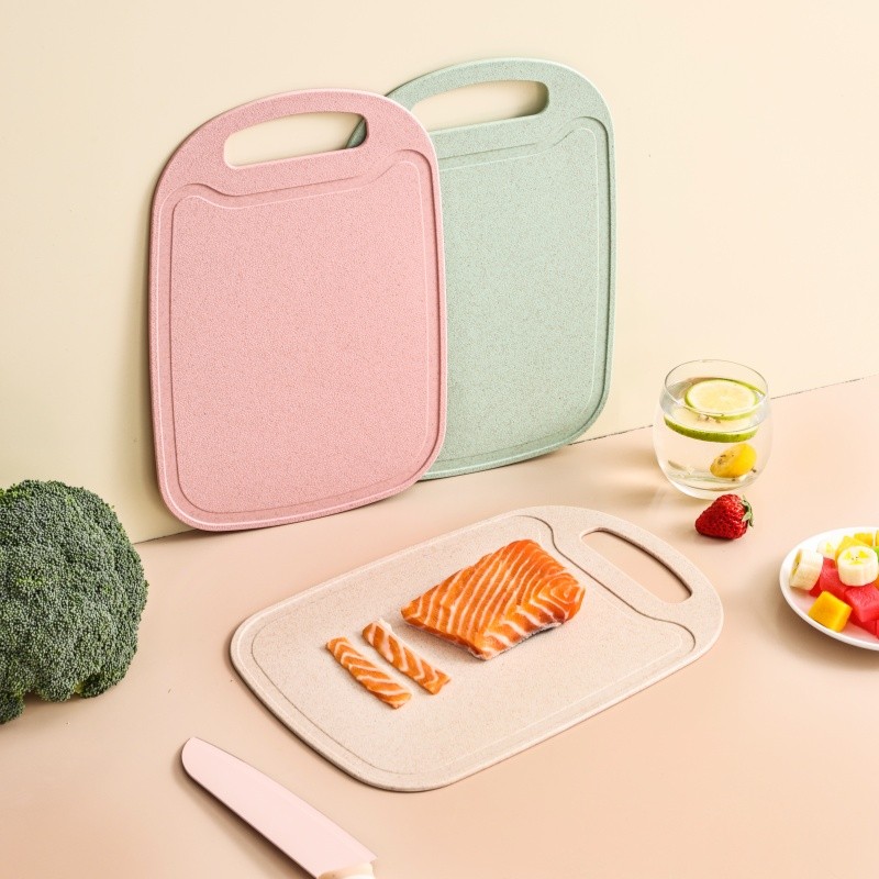 Wheat straw double-sided plastic chopping board