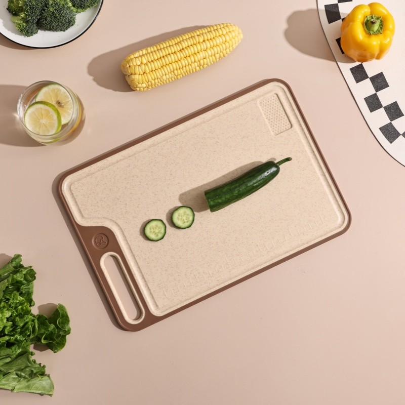 Wheat straw double-sided plastic chopping board