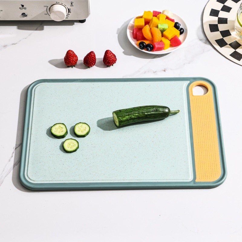 Wheat straw double-sided plastic chopping board