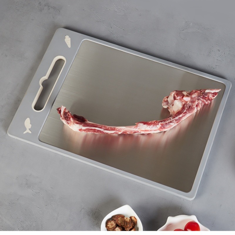 Kitchen double-sided stainless steel plastic chopping board