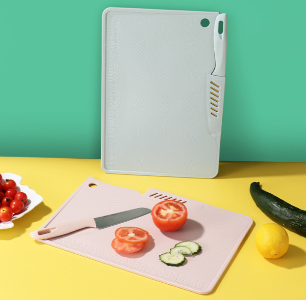 2 in 1 Multi-Function Plastic Cutting Board for Outdoor and Household Kitchen | Camping Knife and Cutting Board Set