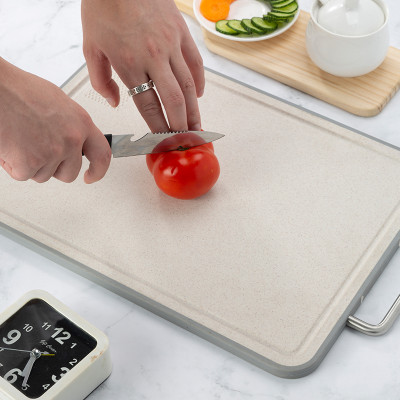 Wholesale SUS 304 Double-Sided Stainless Steel Cutting Board Wheat Straw Chopping board Manufacturer