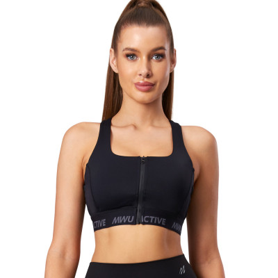 Built In Zipper Halter Yoga Sports Bra | OEM